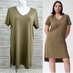 Universal Standard Tesino T-Shirt Dress Women's Size M | 2X Military Olive Knit